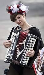 Lady playing the accordion