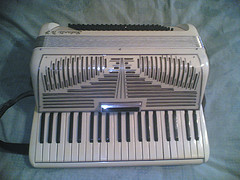 A white accordion