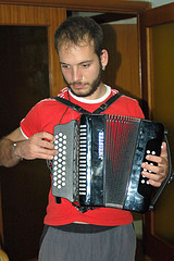 Man playing a Diatonic button accordion